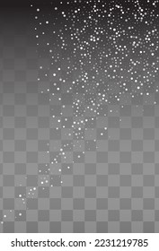 White Snowfall Vector Transparent Background. Abstract Silver Snowflake Illustration. Snow magic Banner.