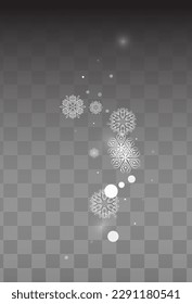 White Snowfall Vector Transparent Background. Xmas Snowflake Pattern. Gray Winter Wallpaper. Light Snow Backdrop.