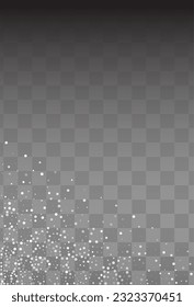 White Snowfall Vector Transparent Background. Holiday Gray Snow Backdrop. Snowflake New Design.