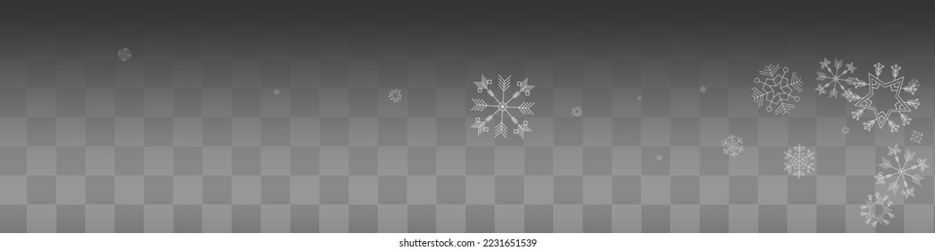 Vector De Nieve Blanco Fondo Panorámico Transparente. Textura de copo de nieve. Vacaciones mágicas de plata. Nuevo fondo de nieve.