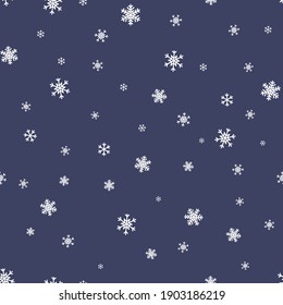 White Snowflake Cute Seamless Pattern