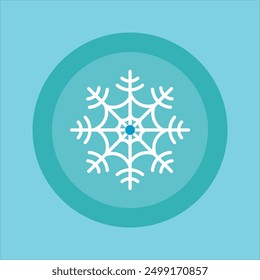 Copo de nieve blanco en un estilo de diseño plano en un marco de anillo azul