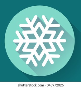 White snowflake flat style icon. Vector illustration