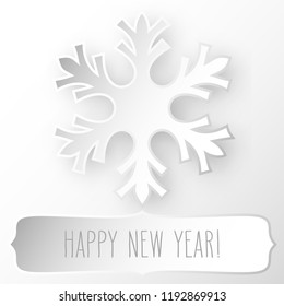 White snowflake and a frame with New Year greetings.