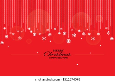 White snowflake hanging ropes on red background