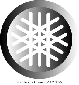 White snowflake icon. Snowflake - black button. Vector eps 10