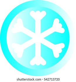 White snowflake icon. Snowflake - blue button. Vector eps 10