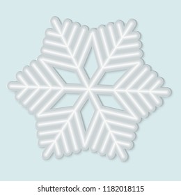 White snowflake icon isolated on blue sky background. Symbol of snow, holiday, cold weather, frost. Winter design element.