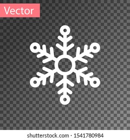 White Snowflake icon isolated on transparent background.  Vector Illustration