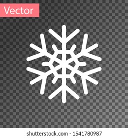 White Snowflake icon isolated on transparent background.  Vector Illustration