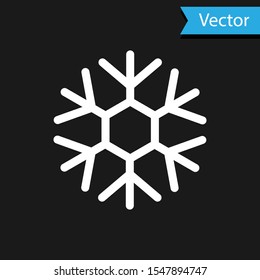 White Snowflake icon isolated on black background.  Vector Illustration
