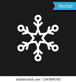 White Snowflake icon isolated on black background.  Vector Illustration