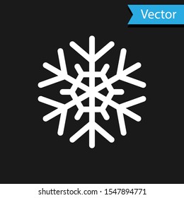 White Snowflake icon isolated on black background.  Vector Illustration