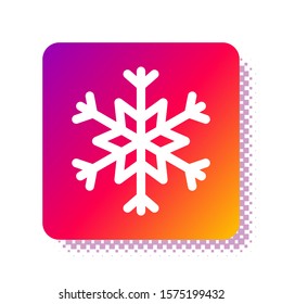 White Snowflake icon isolated on white background. Square color button. Vector Illustration
