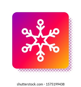 White Snowflake icon isolated on white background. Square color button. Vector Illustration