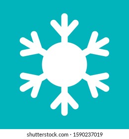 White Snowflake icon isolated on blue background. Snow flake silhouette. Symbol of snow, holiday, cold weather, frost.