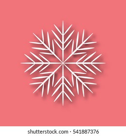 White snowflake icon isolated on pink background