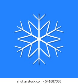 White snowflake icon isolated on blue background