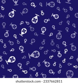 White Snowflake icon isolated seamless pattern on blue background. Merry Christmas and Happy New Year.  Vector