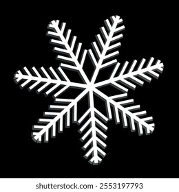 Ícone de floco de neve branco no plano de fundo preto