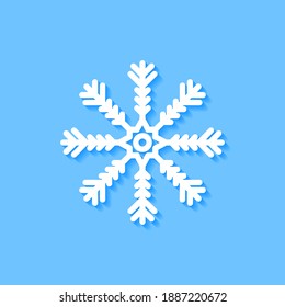 Weiße Schneeflocke auf blauem Hintergrund, Vektorgrafik.