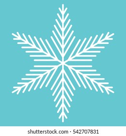 White snowflake icon on the blue background. Vector eps 10