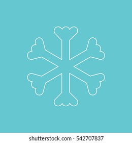 White snowflake icon on the blue background. Vector eps 10