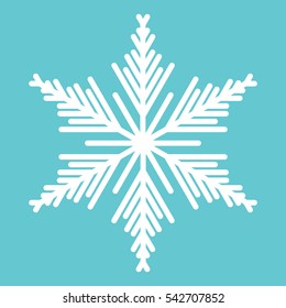 White snowflake icon on the blue background. Vector eps 10