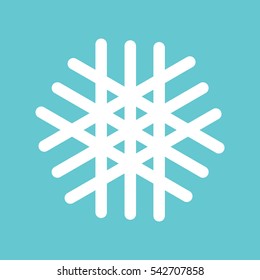 White snowflake icon on the blue background. Vector eps 10