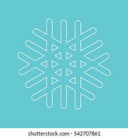 White snowflake icon on the blue background. Vector eps 10