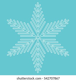 White snowflake icon on the blue background. Vector eps 10