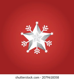 Icono de copo de nieve blanco sobre fondo rojo