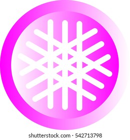 White snowflake icon. Snowflake - violet button. Vector eps 10