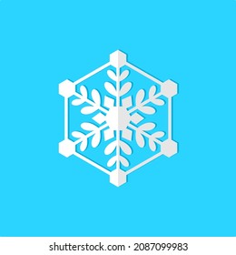 El copo de nieve blanco aislado en fondo azul. Ilustración del vector