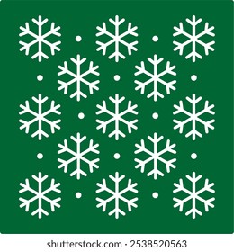 Weiße Schneeflocke einzeln auf grünem Hintergrund. Schönes Element für Weihnachtsbanner, Karten. Neujahrsschmuck. 