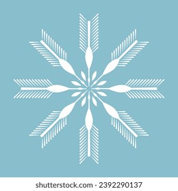 copo de nieve blanco aislado en fondo azul claro, símbolo Snowflake, icono, logotipo para diseño vector de Navidad, ilustración