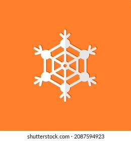 El copo de nieve blanco aislado en el fondo naranja. Ilustración del vector
