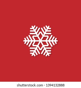 White snowflake isolated on red background. Snowflake icons. Snowflake for design Christmas and New Year banner and cards. Vector illustration.