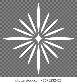 White snowflake. Isolated. Transparent background. Flat, simple, minimalist vector illustration. Icon, clipart, decorative element.