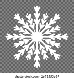 Copo de nieve blanco. Aislado. Ilustración vectorial. Icono, Clipart, elemento decorativo.