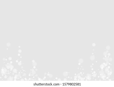 White Snowflake Light Backdrop. Holiday Sky Illustration. Fantasy Illustration. Grey Snow Transparent Texture. Flake Falling Illustration.