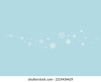 White snowflake move to wave on green background. vector flat. design for winter season and festival snow. web page, printing.