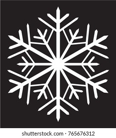 White snowflake on a black background. Isolated vector image.