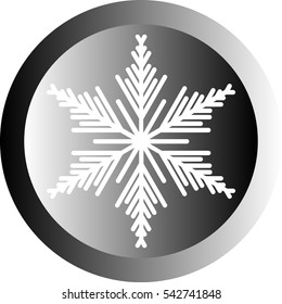 White snowflake on black ball or button - icon. Vector eps 10