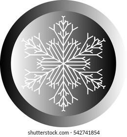 White snowflake on black ball or button - icon. Vector eps 10