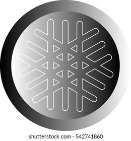 White snowflake on black ball or button - icon. Vector eps 10