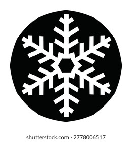 A white snowflake on a black circular background, symbolizing winter and frosty weather conditions.
