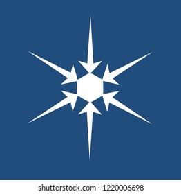 White snowflake on a blue background