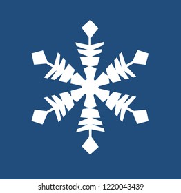 White snowflake on a blue background