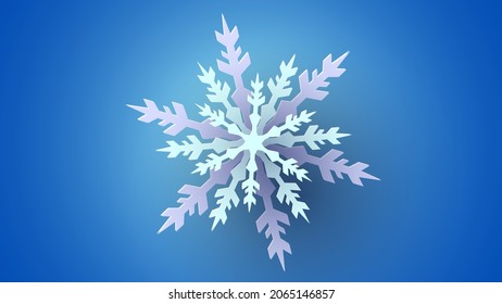 El copo de nieve blanco sobre fondo azul. Ilustración vectorial.